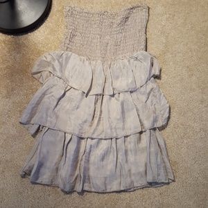 Italian Ruched and Tiered Dress in dove grey